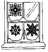 Sneeuwvlokken voor het raam