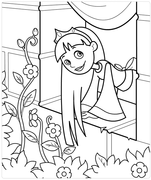 Prinses hangt uit het raam