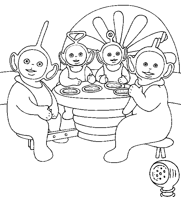 Teletubbies aan tafel